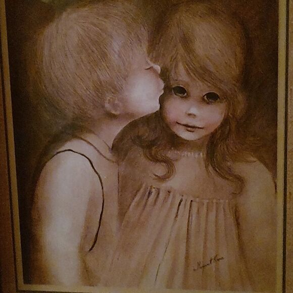 Margaret Kane “A Little Kiss”, Vintage Framed Art/Print; 17 X 20 Framed - Picture 2 of 7